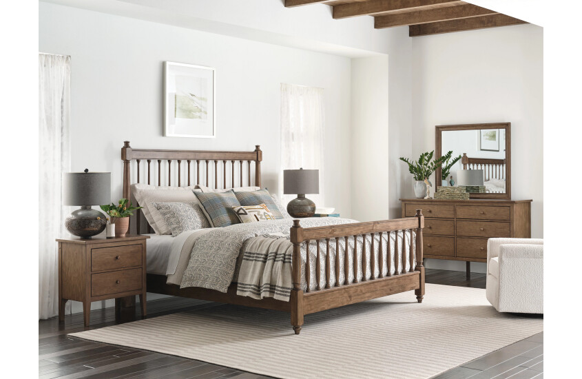 6/6 ARBOR SPINDLE BED-BARK - COMPLETE Room