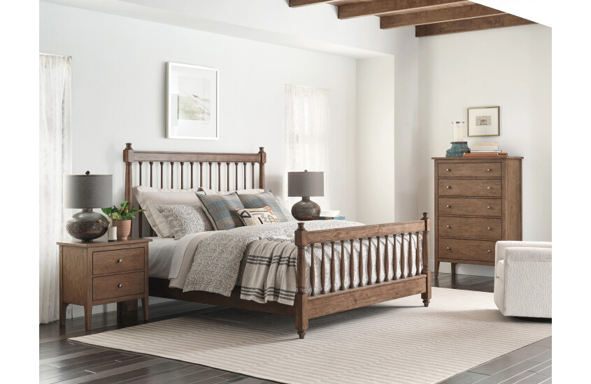 6/6 ARBOR SPINDLE BED-BARK - COMPLETE Room 3