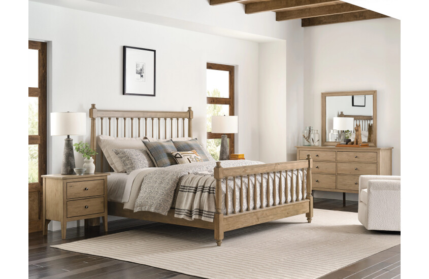 6/6 ARBOR SPINDLE BED-OATMEAL - COMPLETE Room 2