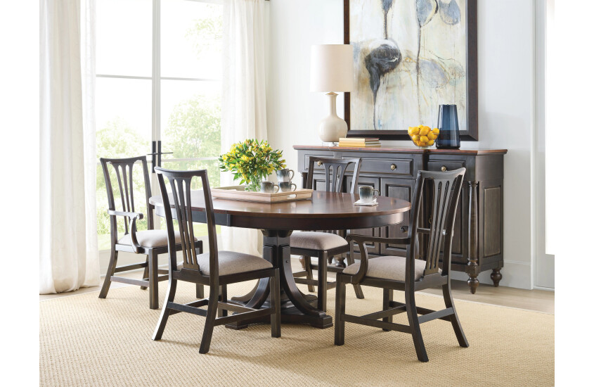 BROMEFIELD ROUND DINING TABLE - BLACK - COMPLETE Room