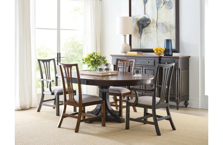 BROMEFIELD ROUND DINING TABLE - BLACK - COMPLETE Room 3