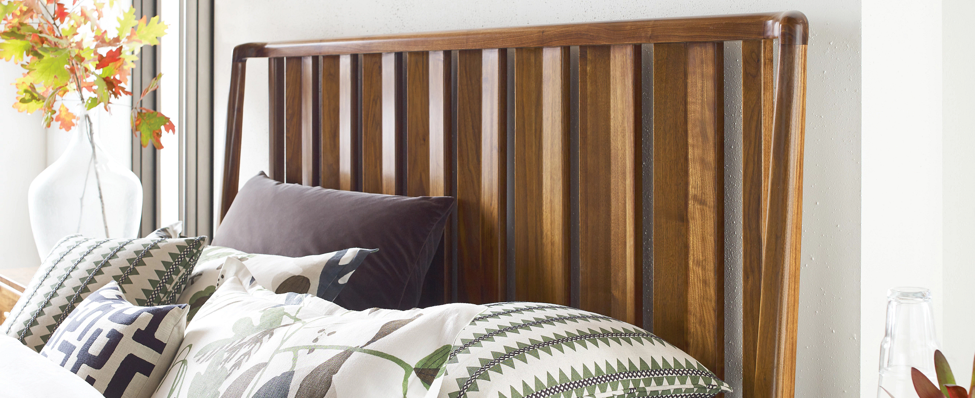 Monogram Walnut Ashburn Slat Bed Headboard